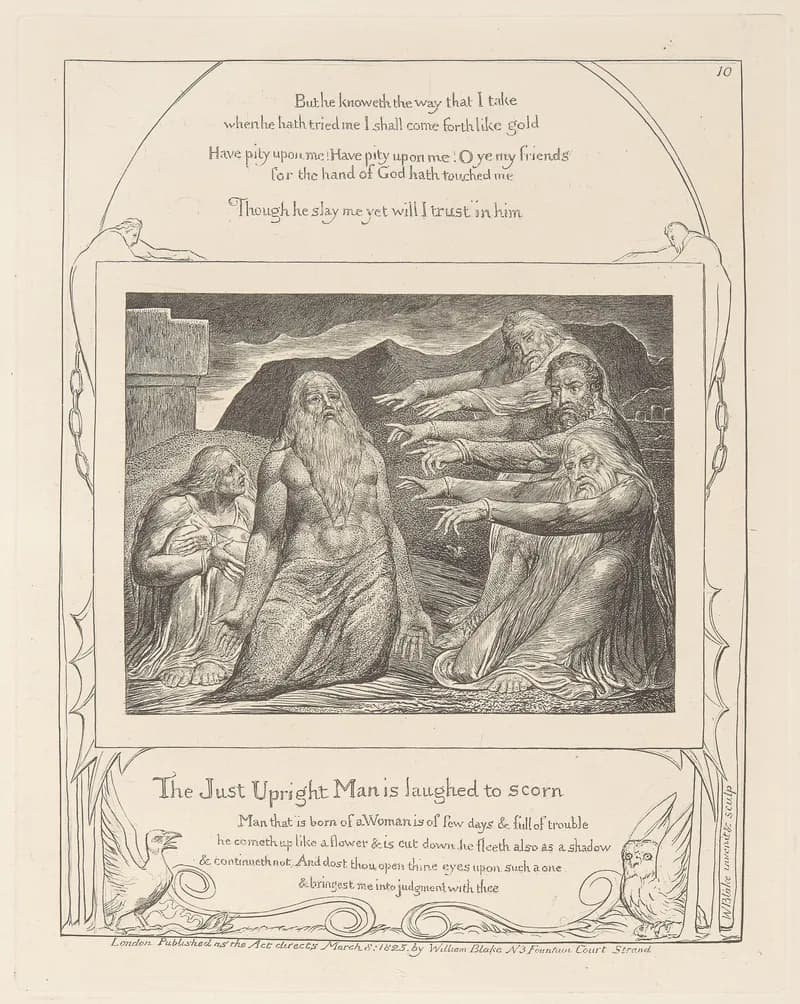 Job Rebuked by His Friends by William Blake depicting Job 11:1