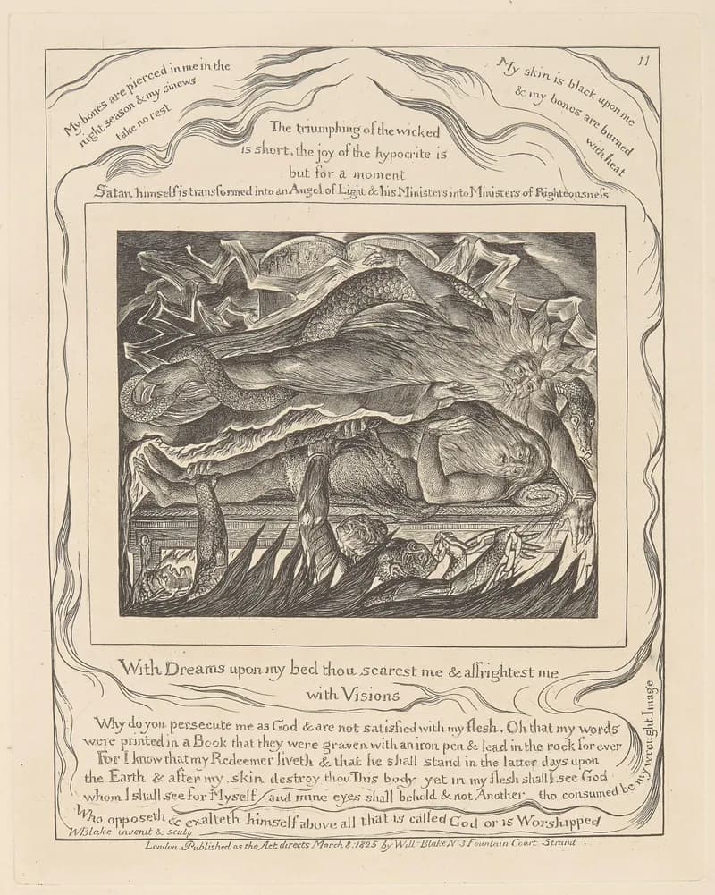 Job's Evil Dreams by William Blake depicting Job 7:13