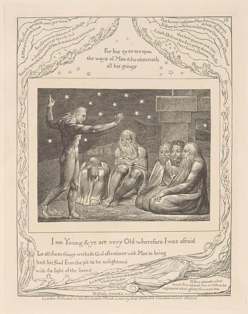 The Wrath of Elihu by William Blake depicting Job 32:1