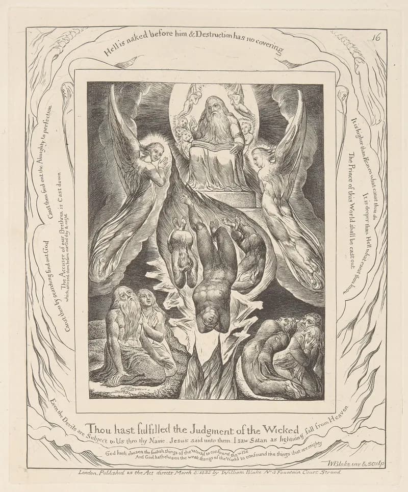 The Fall of Satan by William Blake depicting Job 40:6