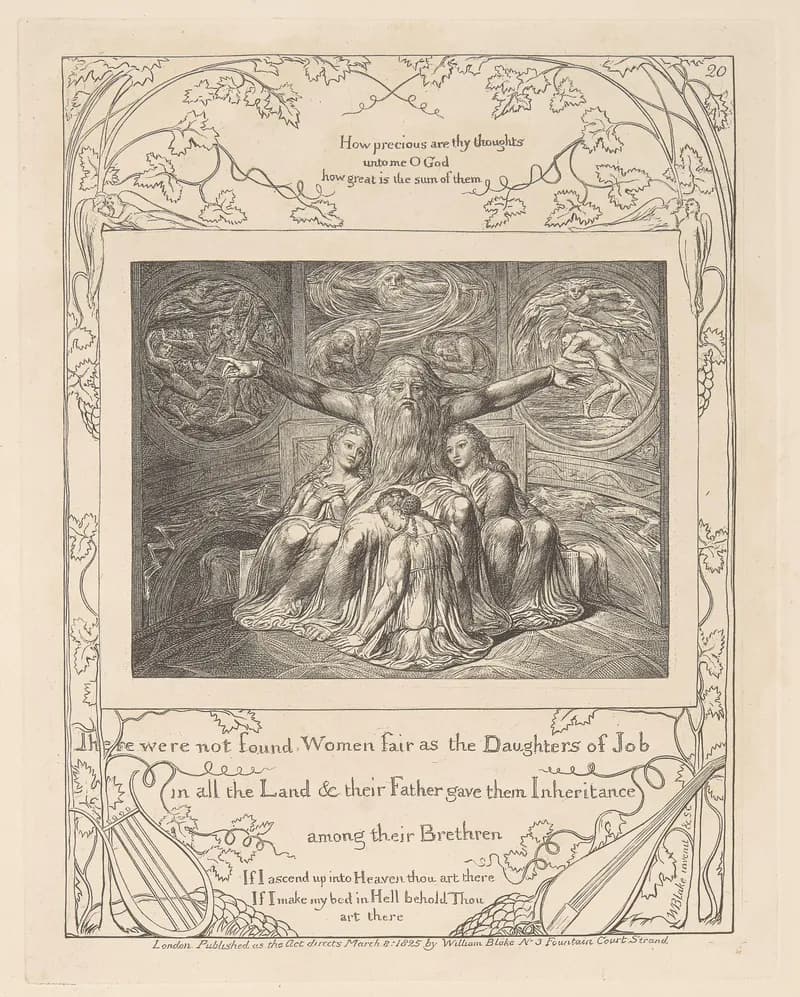 Job and His Daughters by William Blake depicting Job 42:13
