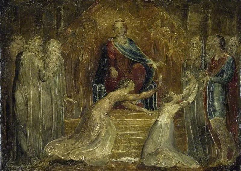 The Judgement of Solomon by William Blake depicting 1 Kings 3:16