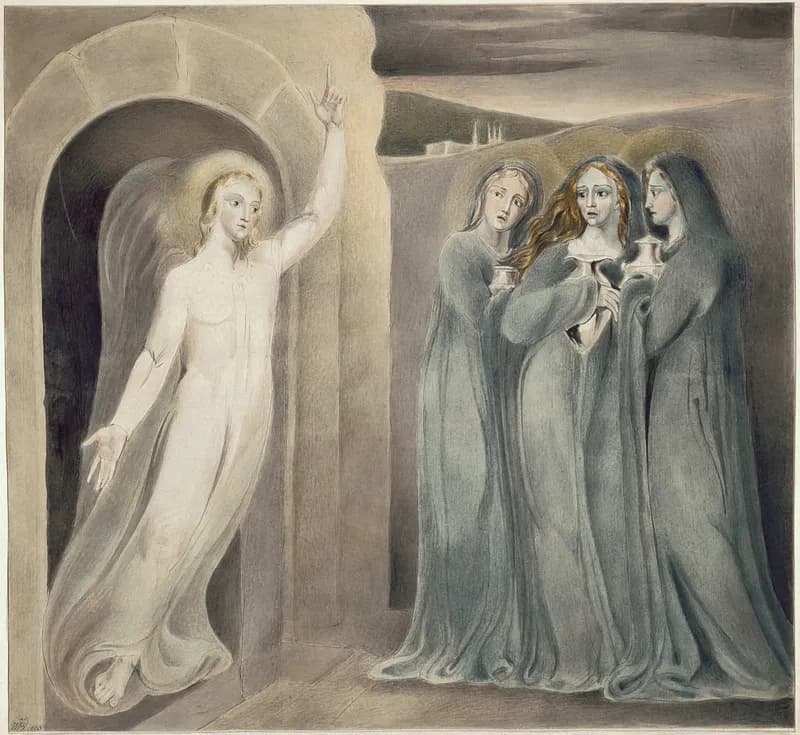 The Three Maries at the Sepulchre by William Blake depicting John 20:11