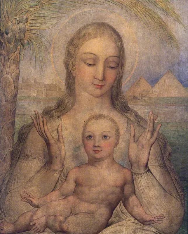The Virgin and Child in Egypt by William Blake depicting Matthew 2:13