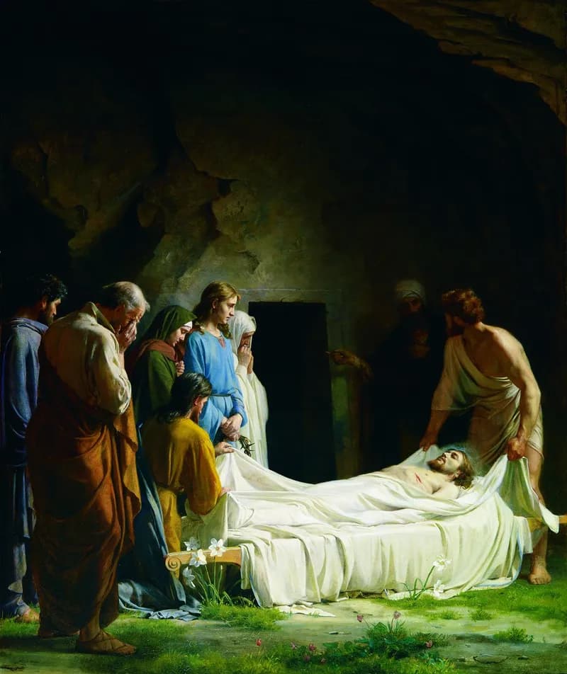 The Burial of Christ by Carl Heinrich Bloch depicting Matthew 27:57