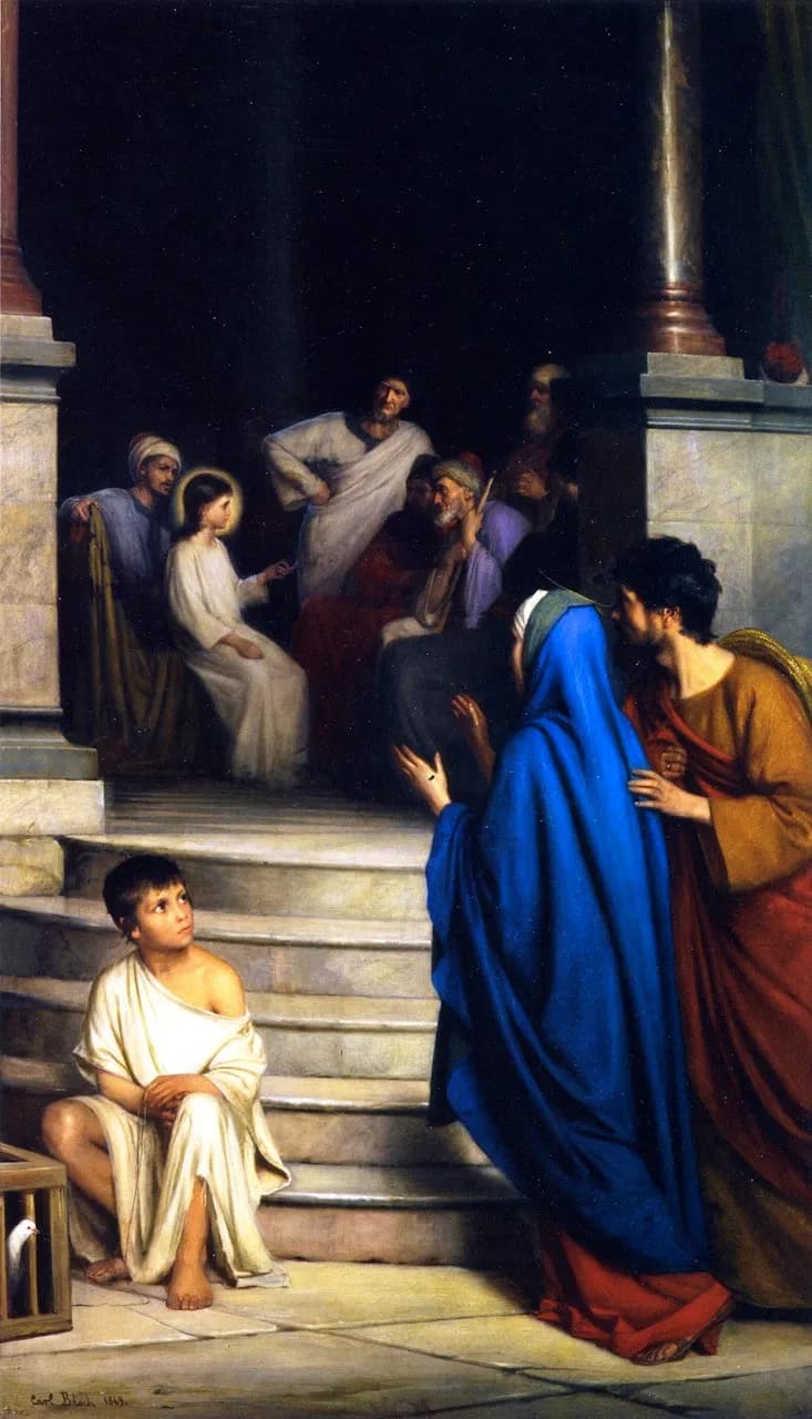 Jesus Is Found in the Temple by Carl Heinrich Bloch depicting Luke 2:41