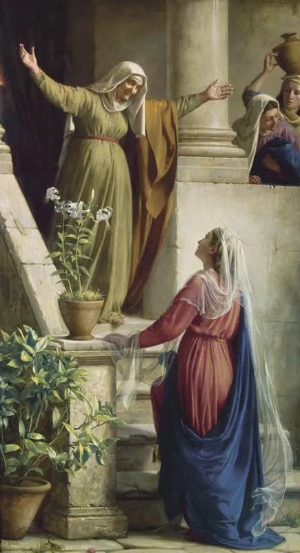 The Meeting of Mary and Elisabeth by Carl Heinrich Bloch depicting Luke 1:39