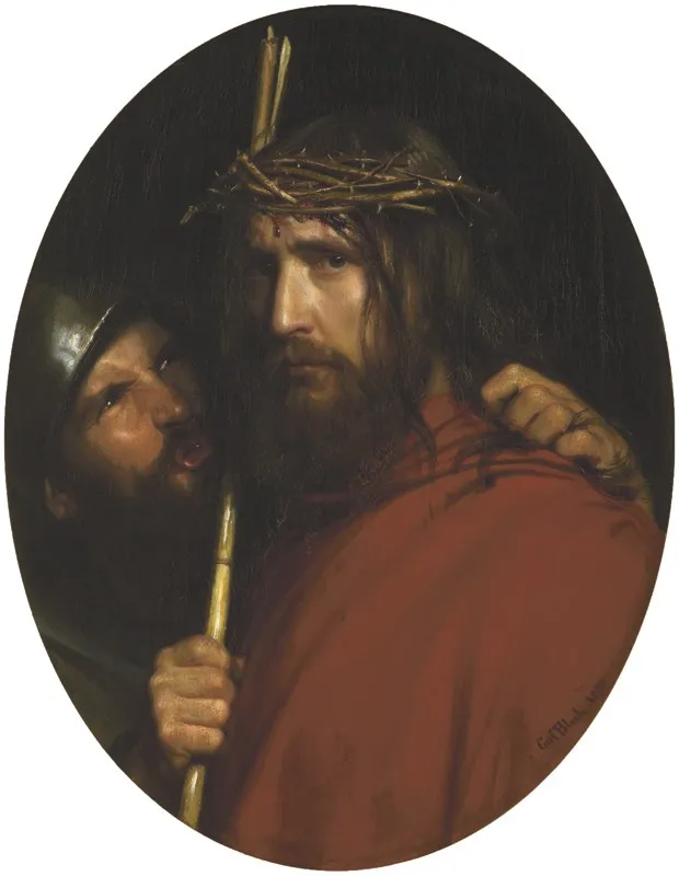 The Mocking of Christ by Carl Heinrich Bloch depicting Matthew 27:27