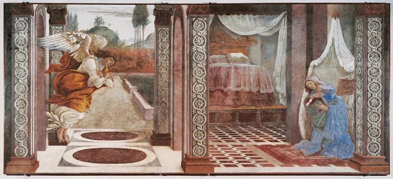 The Annunciation (Uffizi, 1481) by Botticelli depicting Galatians 4:4