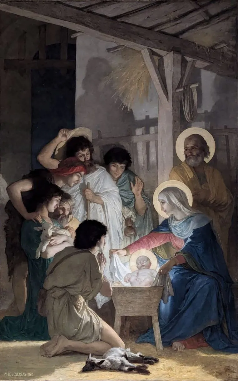 The Adoration of the Shepherds by William-Adolphe Bouguereau depicting Luke 2:8