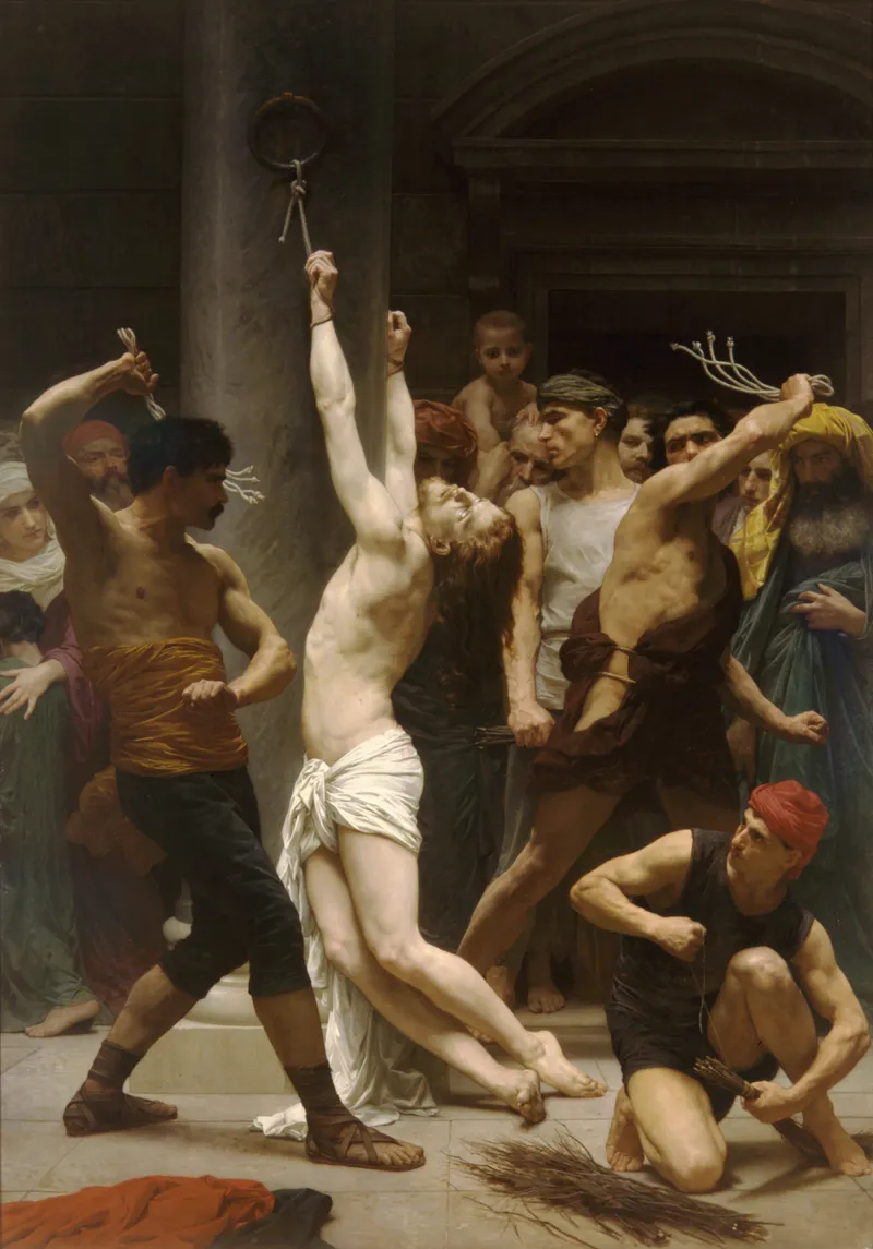 The Flagellation of Our Lord Jesus Christ by William-Adolphe Bouguereau depicting Matthew 27:26