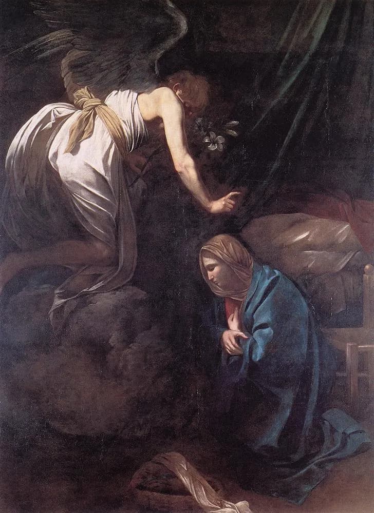 The Annunciation by Michelangelo Merisi da Caravaggio depicting Luke 1:26
