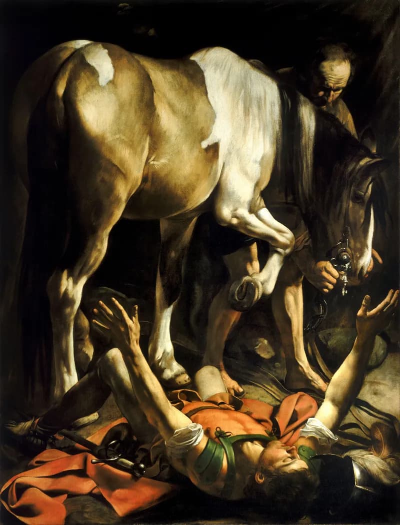 Conversion on the Way to Damascus by Michelangelo Merisi da Caravaggio depicting Acts 9:3