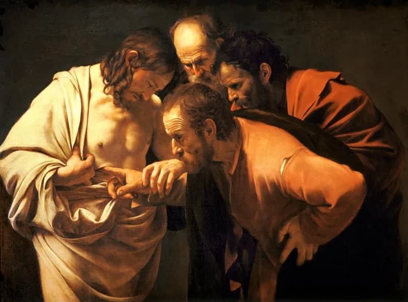The Incredulity of Saint Thomas by Michelangelo Merisi da Caravaggio depicting John 20:27