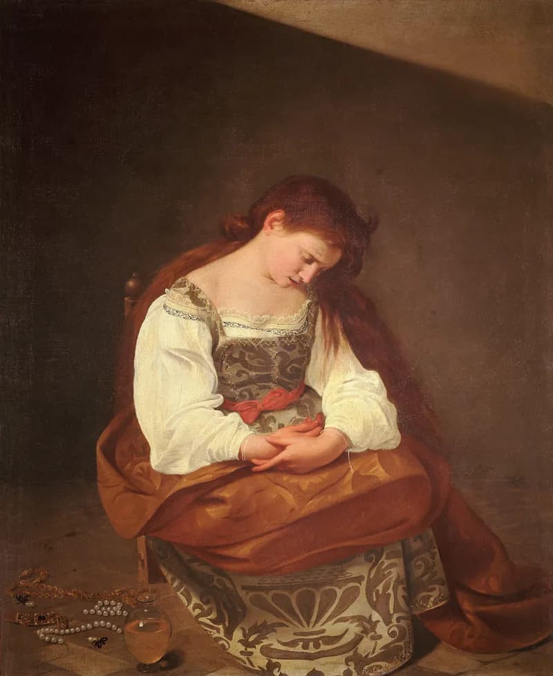 Penitent Magdalene by Michelangelo Merisi da Caravaggio depicting Luke 7:37