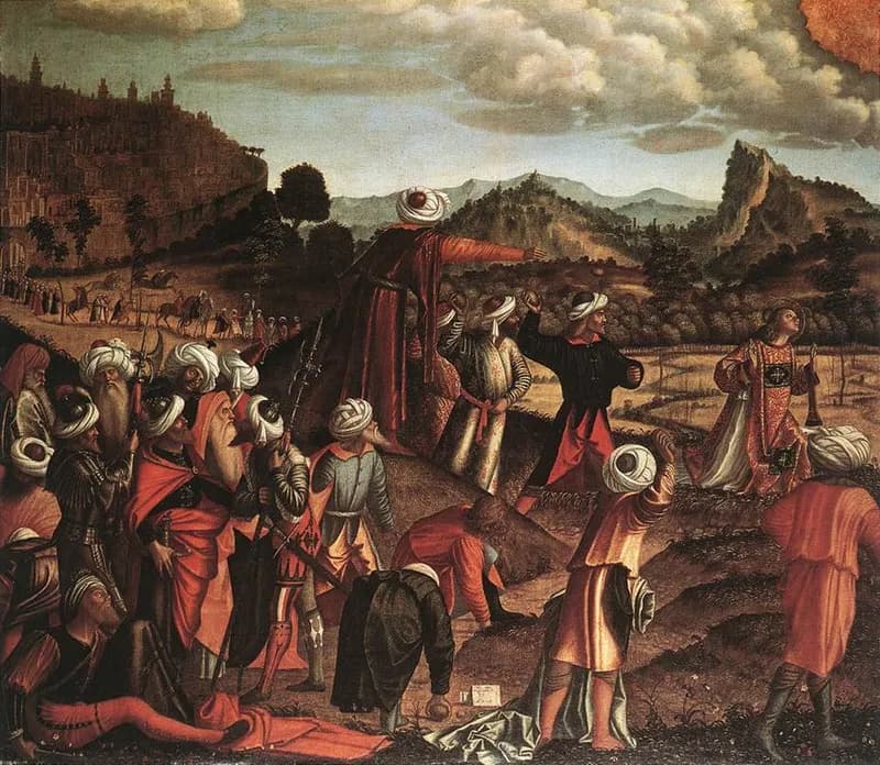 The Stoning of Saint Stephen by Vittore Carpaccio depicting Acts 7:54