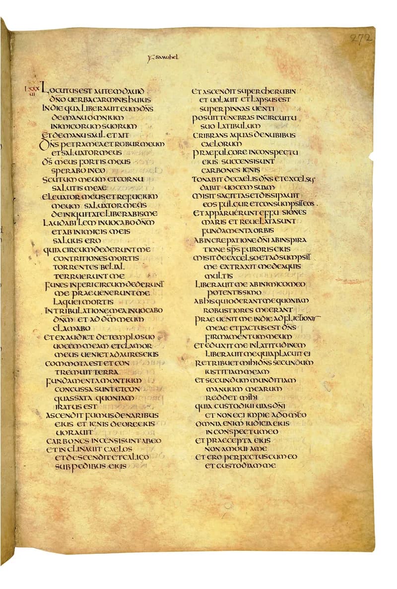 Codex Amiatinus, 1 Chronicles 10 (canvas 541) by Master of the Codex Amiatinus (Monkwearmouth-Jarrow scriptorium) depicting 1 Chronicles 10