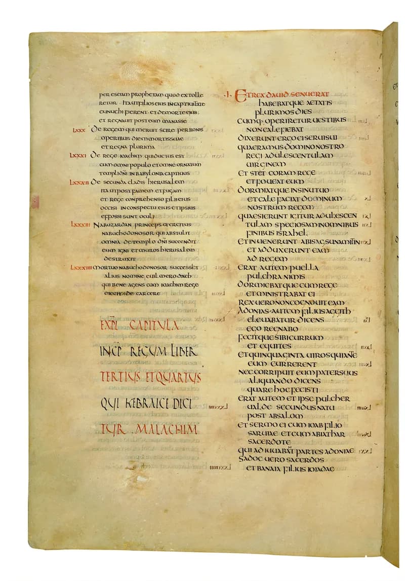 Codex Amiatinus, 1 Chronicles 16 (canvas 550) by Master of the Codex Amiatinus (Monkwearmouth-Jarrow scriptorium) depicting 1 Chronicles 16