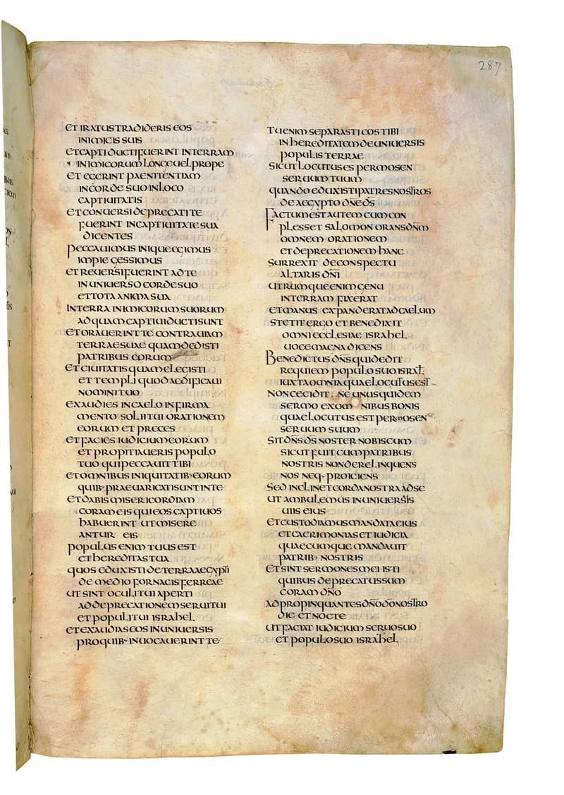 Codex Amiatinus, 1 Chronicles 29 (canvas 571) by Master of the Codex Amiatinus (Monkwearmouth-Jarrow scriptorium) depicting 1 Chronicles 29