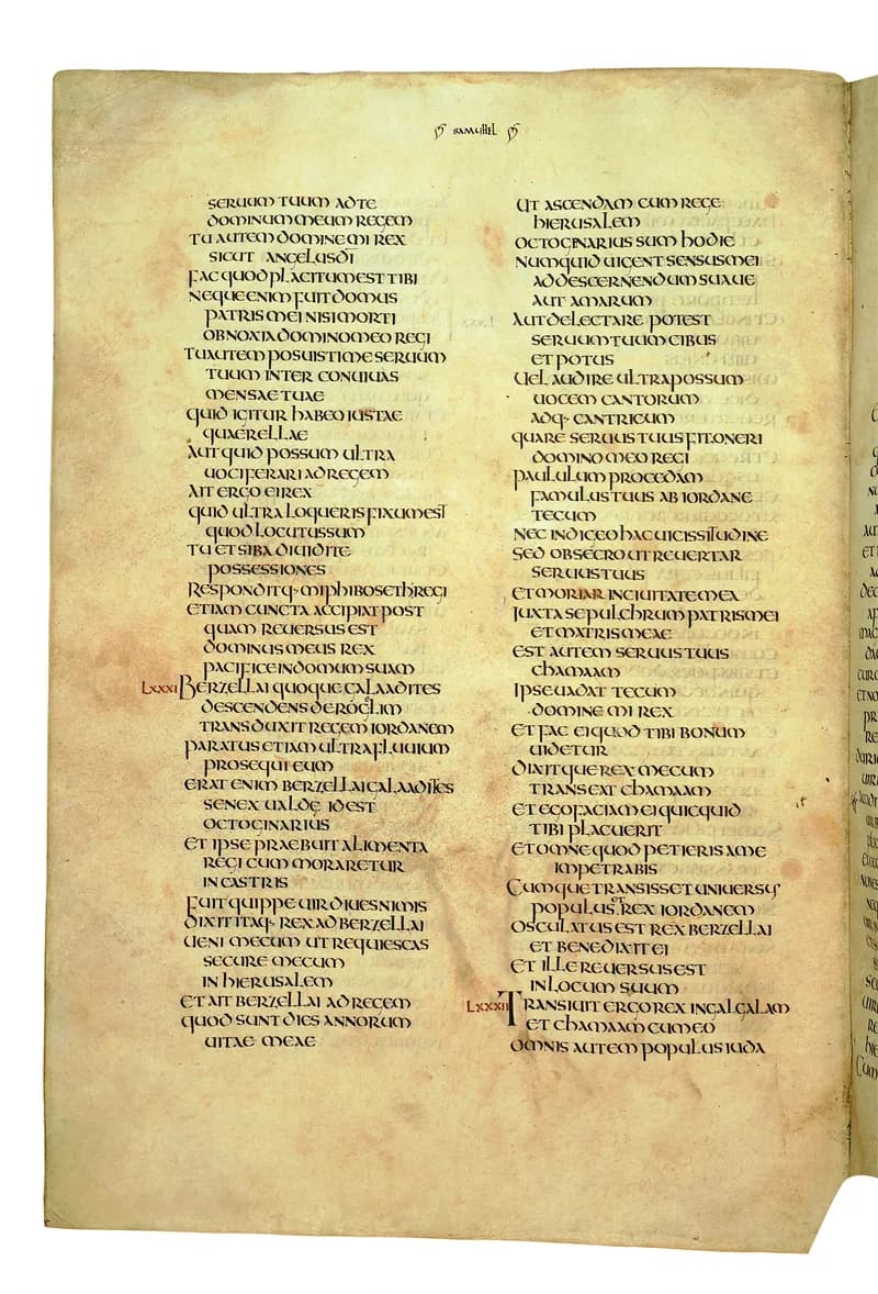 Codex Amiatinus, 1 Chronicles 7 (canvas 536) by Master of the Codex Amiatinus (Monkwearmouth-Jarrow scriptorium) depicting 1 Chronicles 7