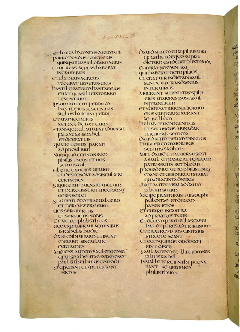 Codex Amiatinus, 1 Kings 10 (canvas 468) by Master of the Codex Amiatinus (Monkwearmouth-Jarrow scriptorium) depicting 1 Kings 10