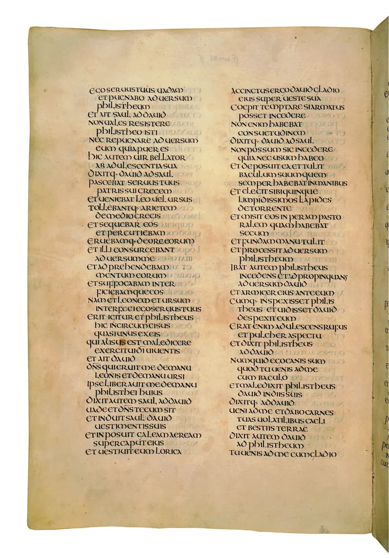 Codex Amiatinus, 1 Kings 11 (canvas 470) by Master of the Codex Amiatinus (Monkwearmouth-Jarrow scriptorium) depicting 1 Kings 11