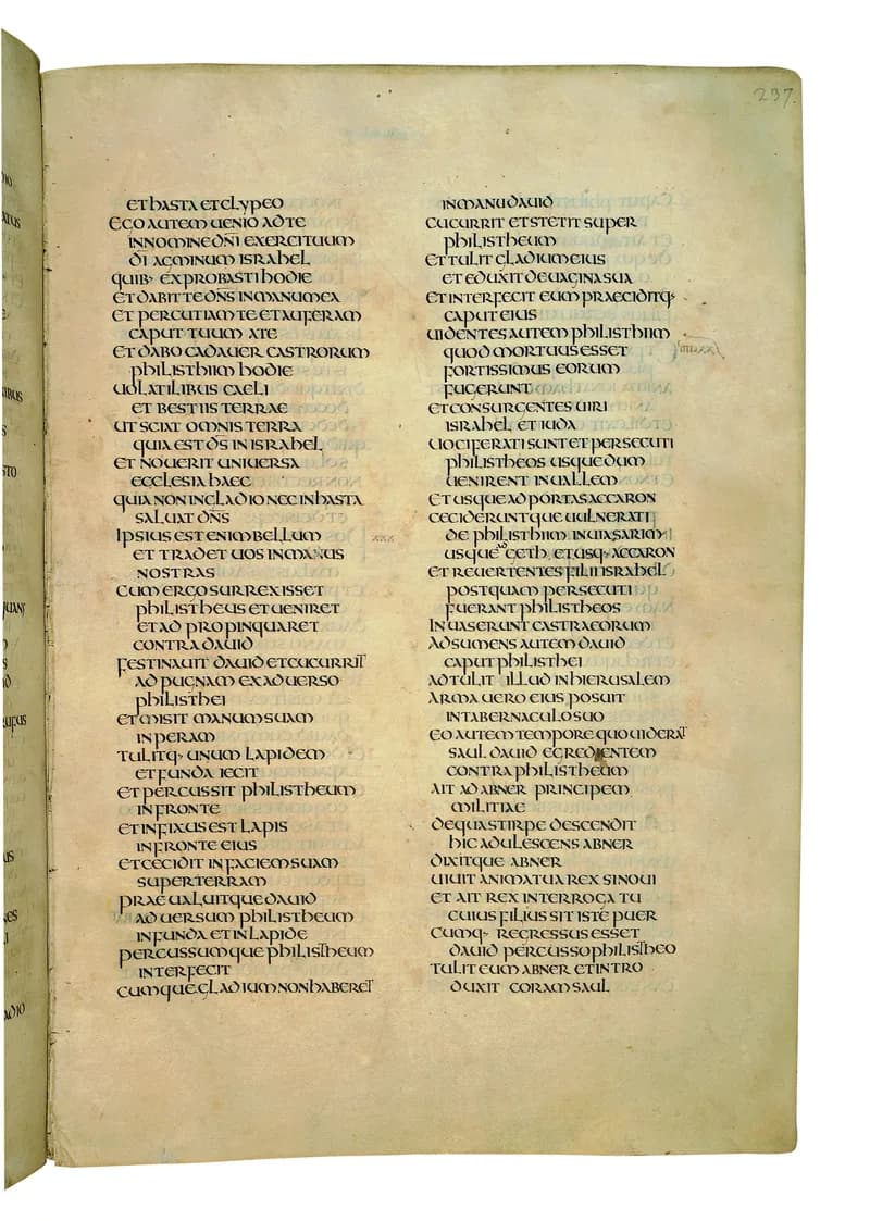 Codex Amiatinus, 1 Kings 12 (canvas 471) by Master of the Codex Amiatinus (Monkwearmouth-Jarrow scriptorium) depicting 1 Kings 12