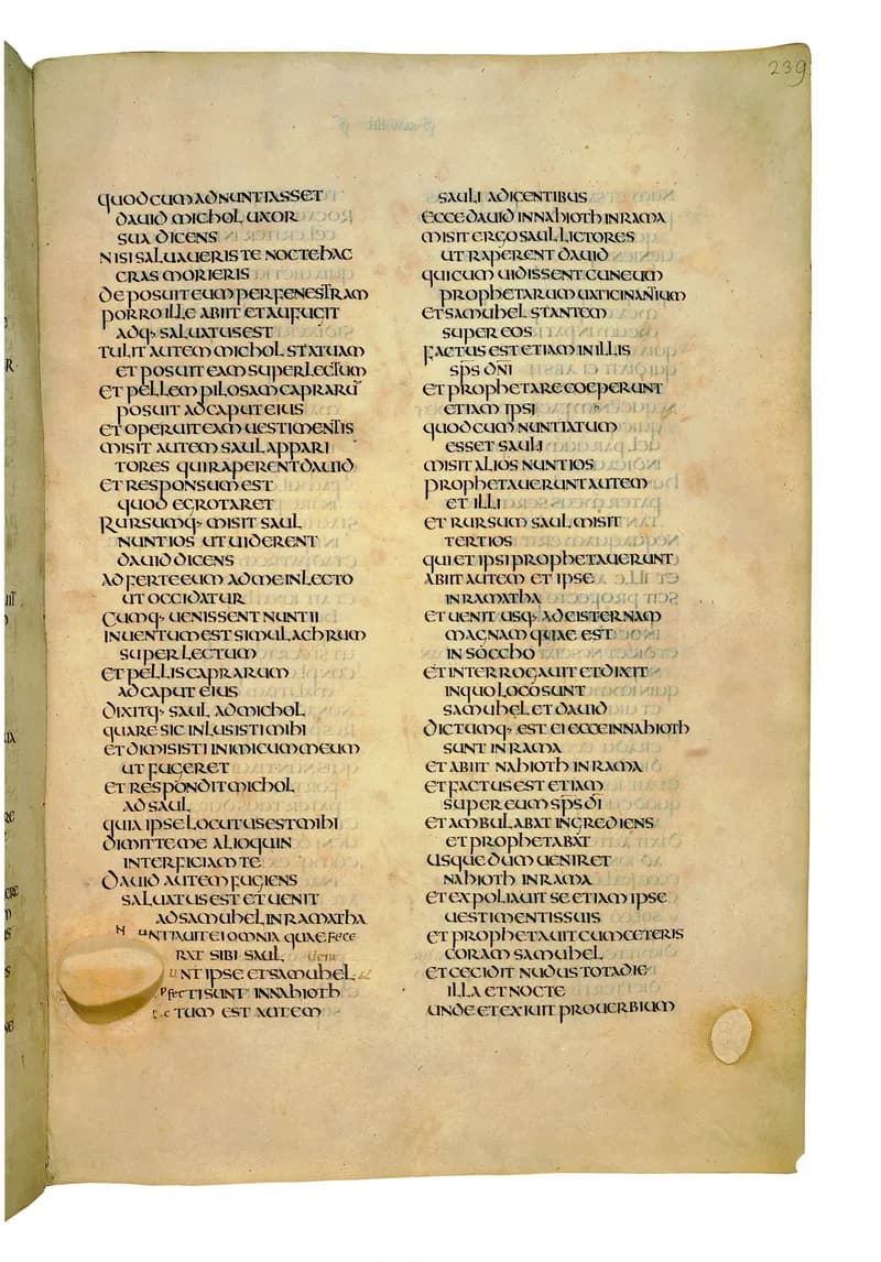 Codex Amiatinus, 1 Kings 14 (canvas 475) by Master of the Codex Amiatinus (Monkwearmouth-Jarrow scriptorium) depicting 1 Kings 14