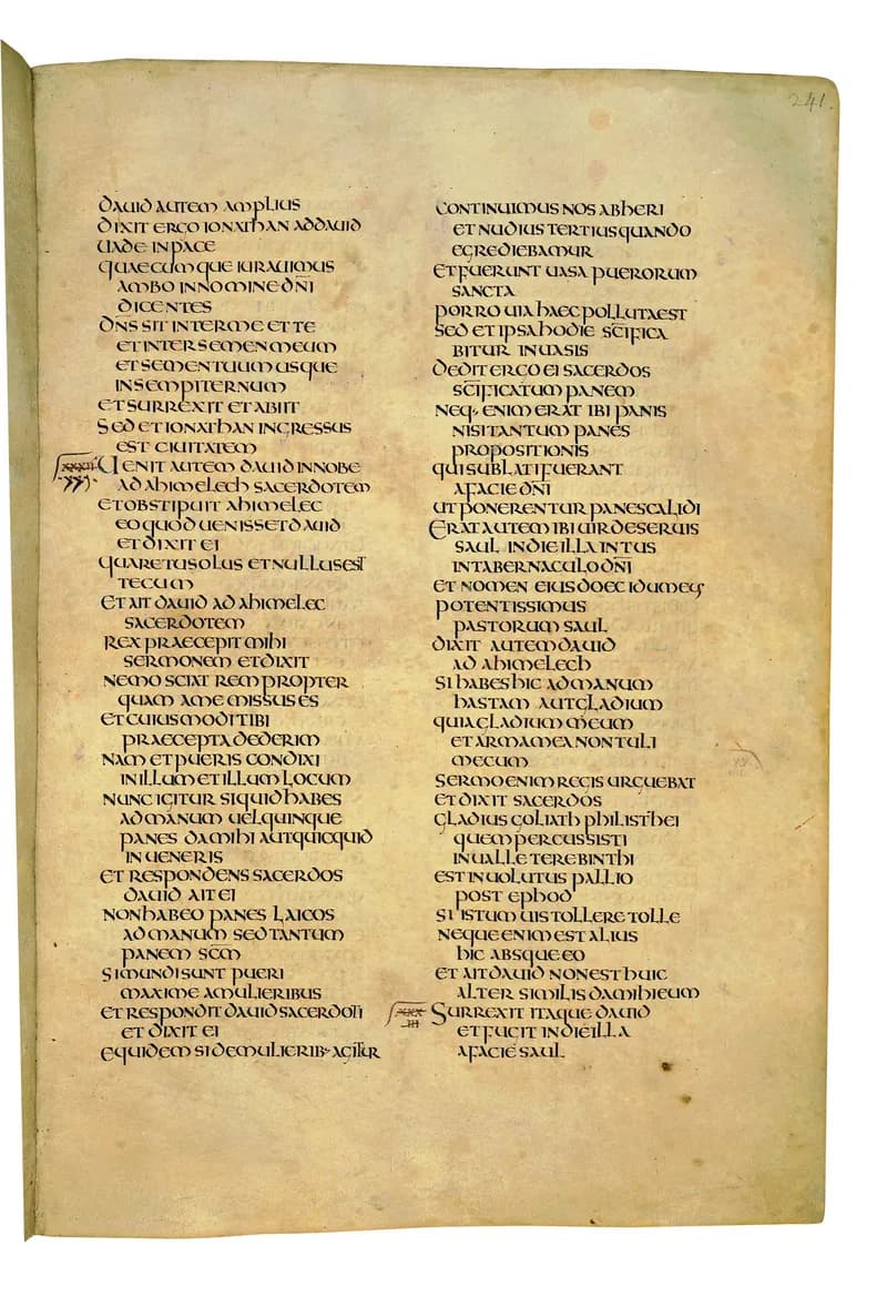 Codex Amiatinus, 1 Kings 17 (canvas 479) by Master of the Codex Amiatinus (Monkwearmouth-Jarrow scriptorium) depicting 1 Kings 17