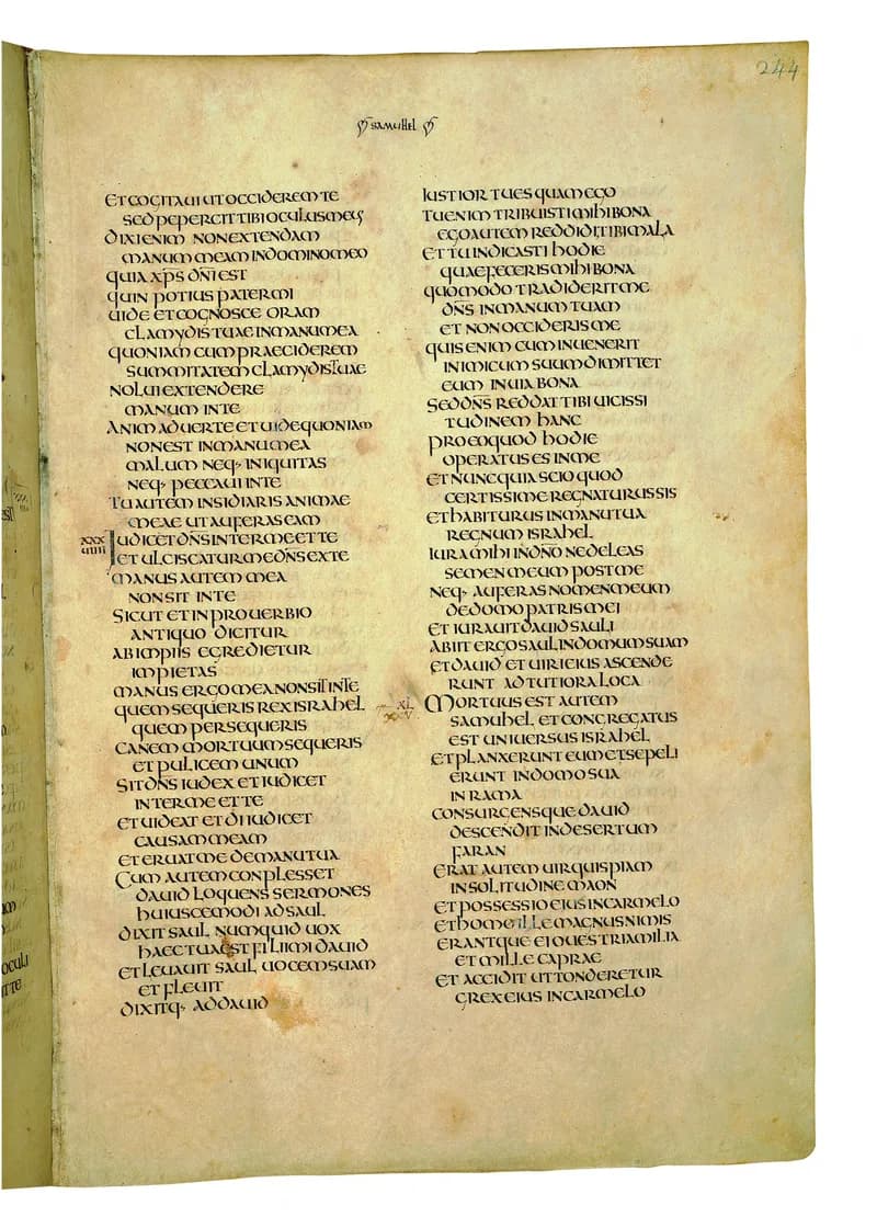 Codex Amiatinus, 1 Kings 21 (canvas 485) by Master of the Codex Amiatinus (Monkwearmouth-Jarrow scriptorium) depicting 1 Kings 21