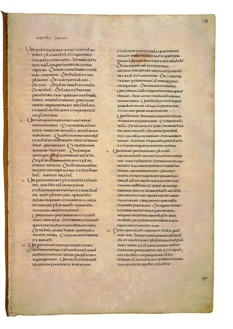 Codex Amiatinus, 1 Samuel 11 (canvas 385) by Master of the Codex Amiatinus (Monkwearmouth-Jarrow scriptorium) depicting 1 Samuel 11