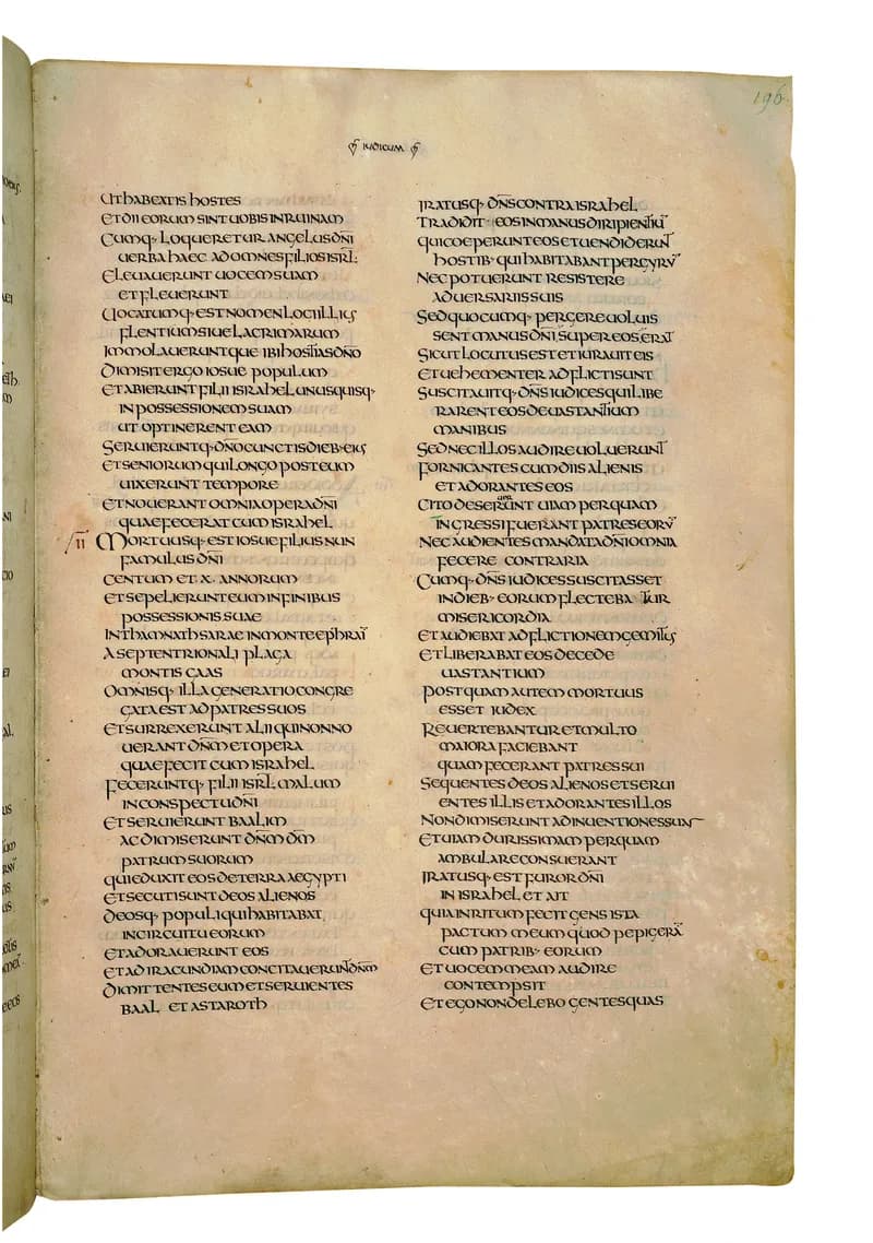 Codex Amiatinus, 1 Samuel 14 (canvas 389) by Master of the Codex Amiatinus (Monkwearmouth-Jarrow scriptorium) depicting 1 Samuel 14