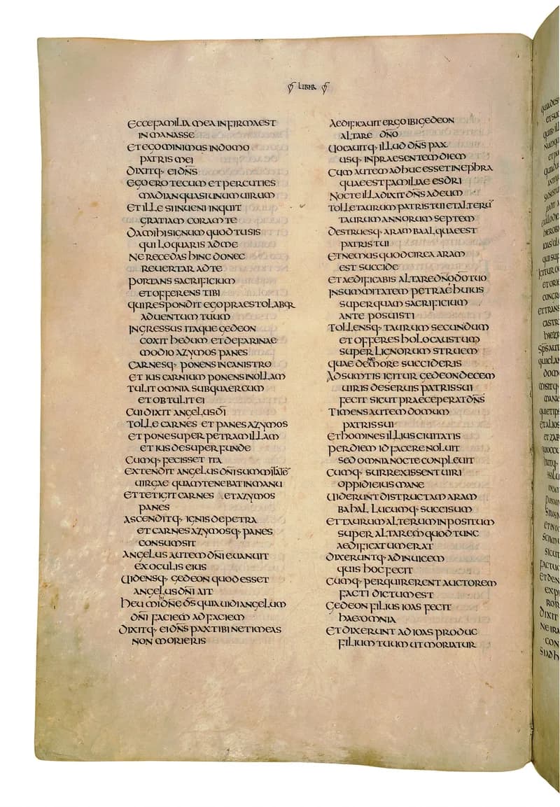 Codex Amiatinus, 1 Samuel 18 (canvas 396) by Master of the Codex Amiatinus (Monkwearmouth-Jarrow scriptorium) depicting 1 Samuel 18