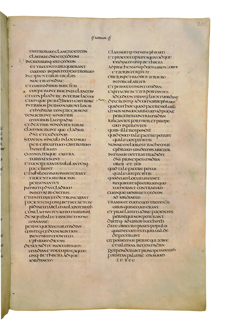 Codex Amiatinus, 1 Samuel 20 (canvas 399) by Master of the Codex Amiatinus (Monkwearmouth-Jarrow scriptorium) depicting 1 Samuel 20