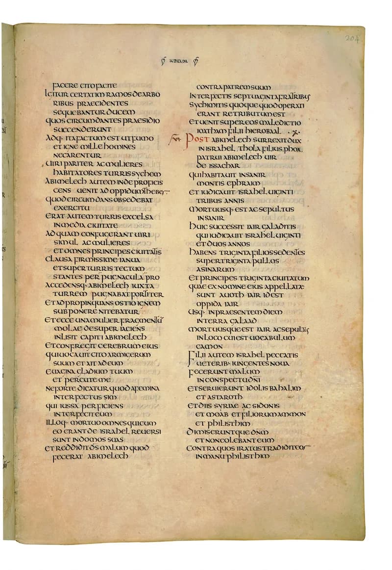 Codex Amiatinus, 1 Samuel 24 (canvas 405) by Master of the Codex Amiatinus (Monkwearmouth-Jarrow scriptorium) depicting 1 Samuel 24