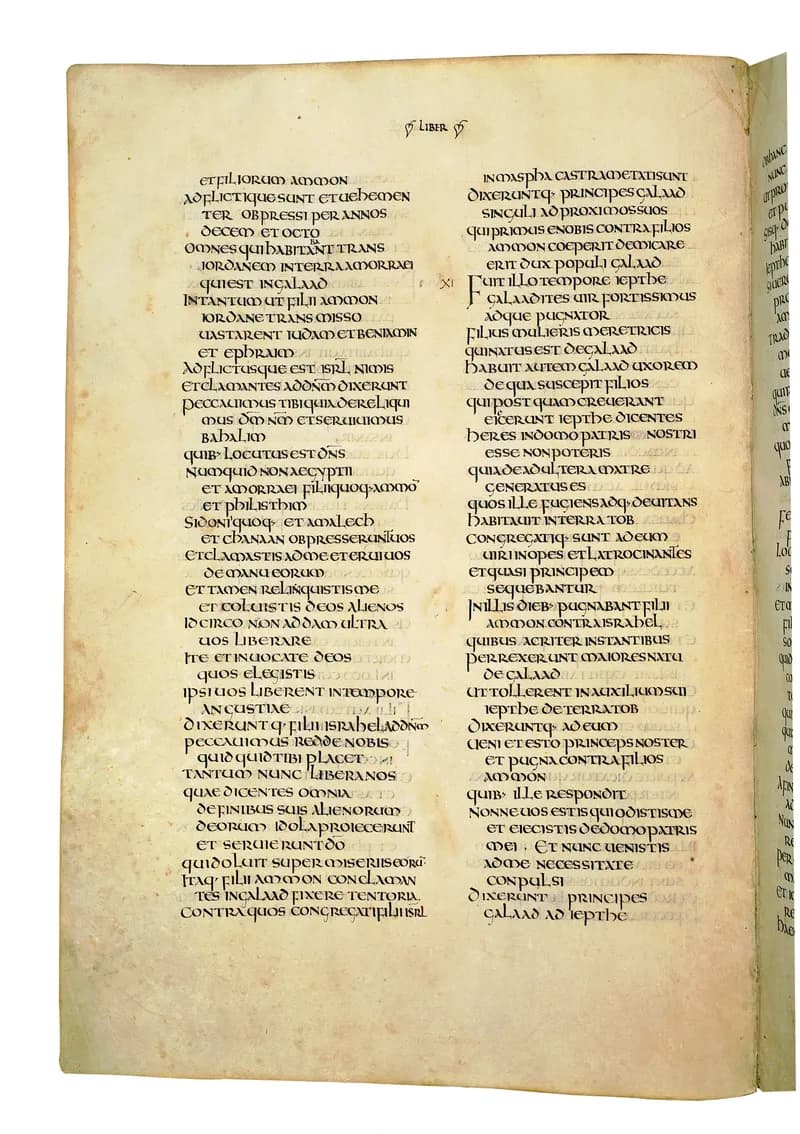 Codex Amiatinus, 1 Samuel 25 (canvas 406) by Master of the Codex Amiatinus (Monkwearmouth-Jarrow scriptorium) depicting 1 Samuel 25