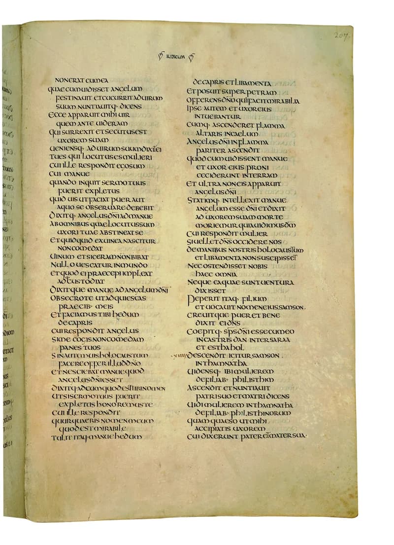 Codex Amiatinus, 1 Samuel 28 (canvas 411) by Master of the Codex Amiatinus (Monkwearmouth-Jarrow scriptorium) depicting 1 Samuel 28
