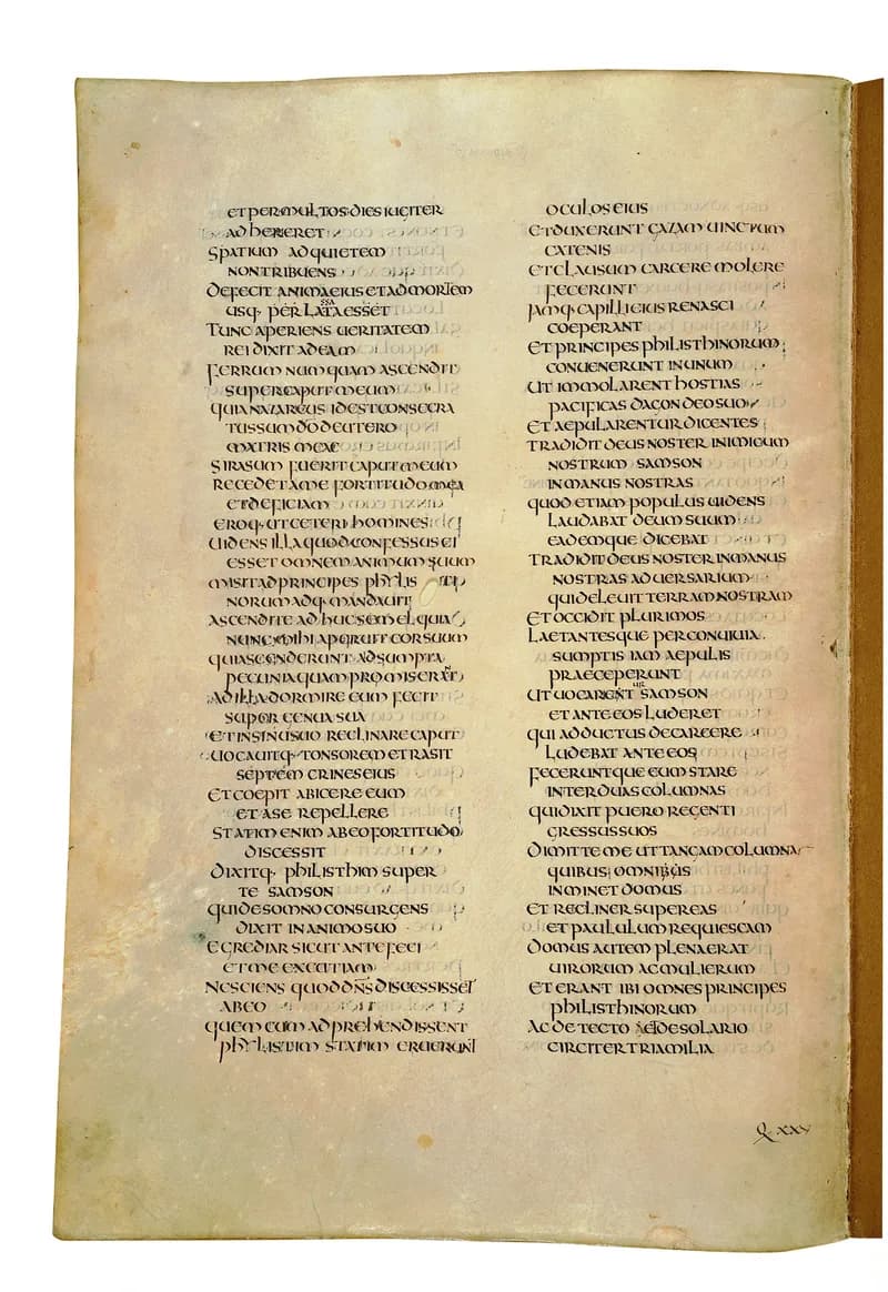 Codex Amiatinus, 1 Samuel 31 (canvas 416) by Master of the Codex Amiatinus (Monkwearmouth-Jarrow scriptorium) depicting 1 Samuel 31