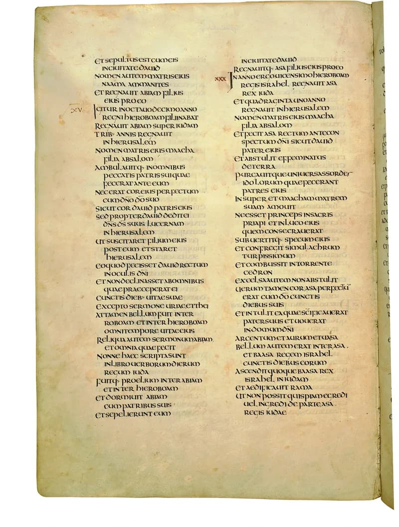 Codex Amiatinus, 2 Chronicles 10 (canvas 586) by Master of the Codex Amiatinus (Monkwearmouth-Jarrow scriptorium) depicting 2 Chronicles 10