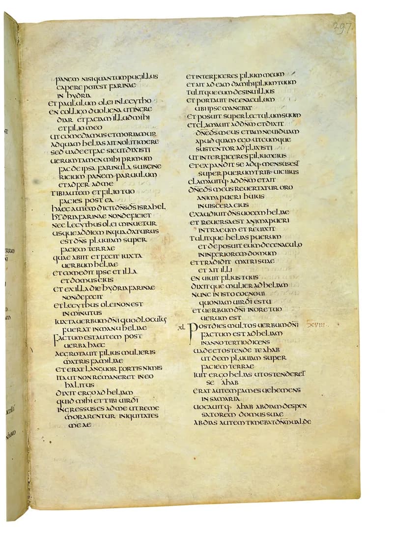 Codex Amiatinus, 2 Chronicles 13 (canvas 591) by Master of the Codex Amiatinus (Monkwearmouth-Jarrow scriptorium) depicting 2 Chronicles 13