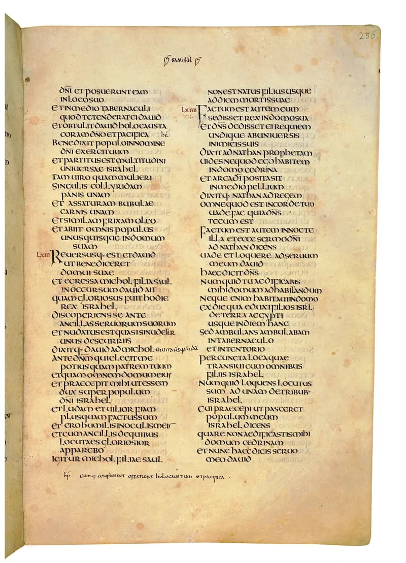 Codex Amiatinus, 2 Kings 14 (canvas 509) by Master of the Codex Amiatinus (Monkwearmouth-Jarrow scriptorium) depicting 2 Kings 14