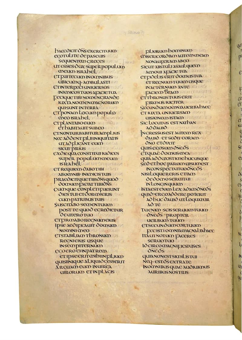 Codex Amiatinus, 2 Kings 15 (canvas 510) by Master of the Codex Amiatinus (Monkwearmouth-Jarrow scriptorium) depicting 2 Kings 15
