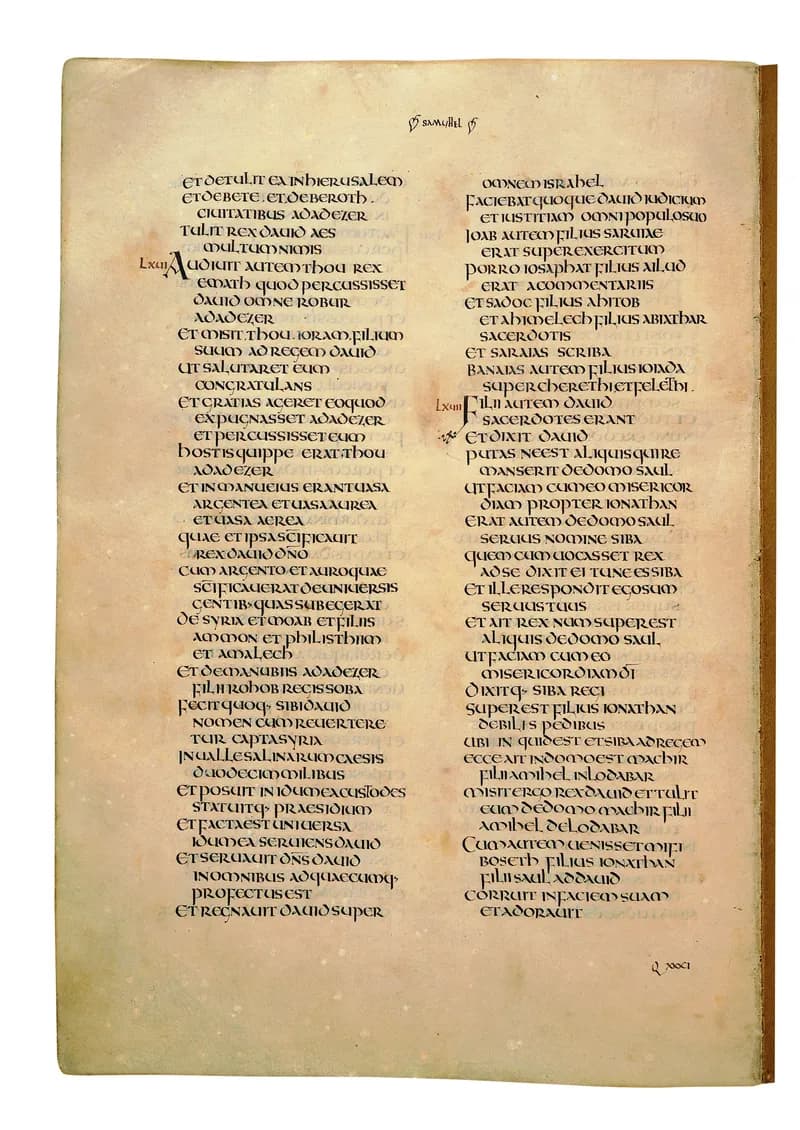 Codex Amiatinus, 2 Kings 16 (canvas 512) by Master of the Codex Amiatinus (Monkwearmouth-Jarrow scriptorium) depicting 2 Kings 16