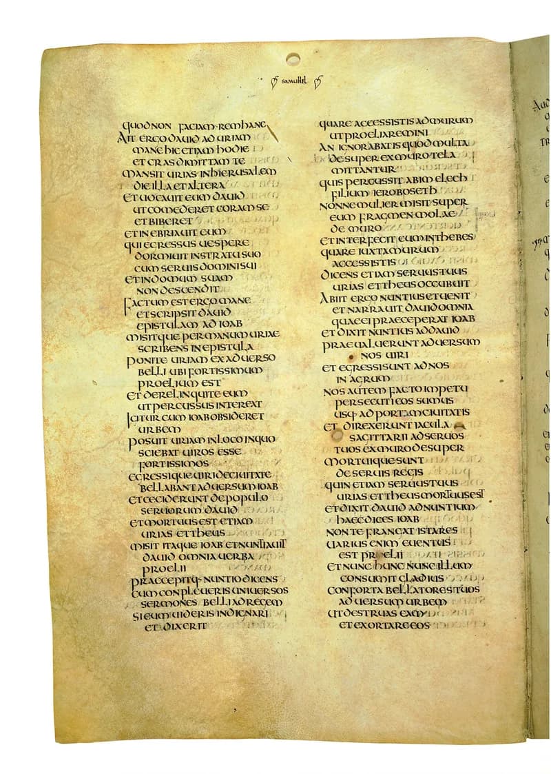 Codex Amiatinus, 2 Kings 19 (canvas 516) by Master of the Codex Amiatinus (Monkwearmouth-Jarrow scriptorium) depicting 2 Kings 19