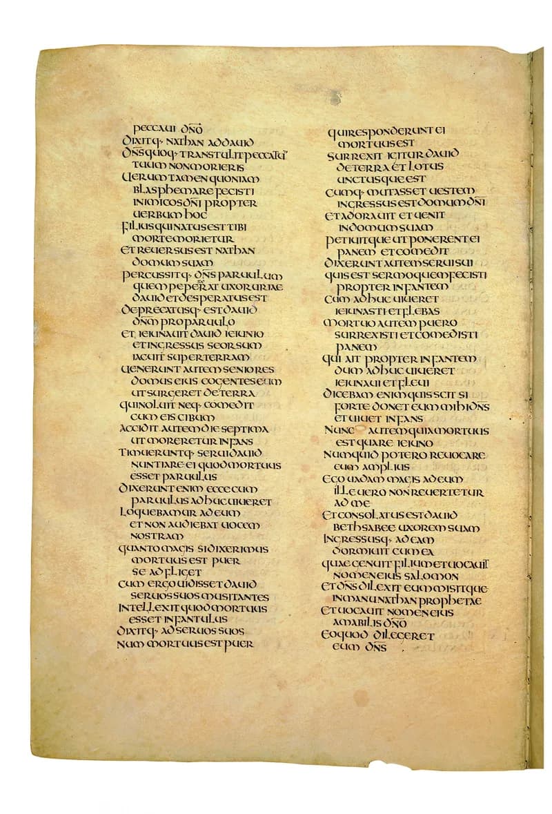 Codex Amiatinus, 2 Kings 20 (canvas 518) by Master of the Codex Amiatinus (Monkwearmouth-Jarrow scriptorium) depicting 2 Kings 20