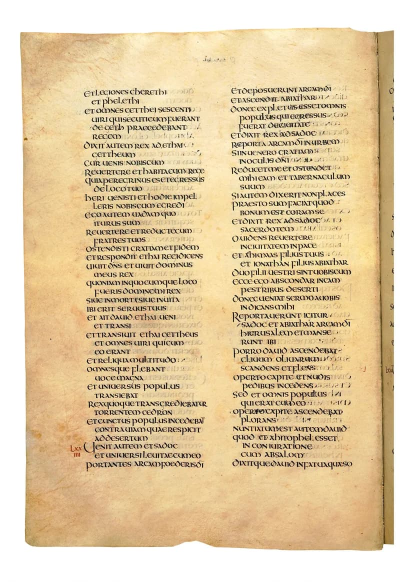Codex Amiatinus, 2 Kings 25 (canvas 526) by Master of the Codex Amiatinus (Monkwearmouth-Jarrow scriptorium) depicting 2 Kings 25