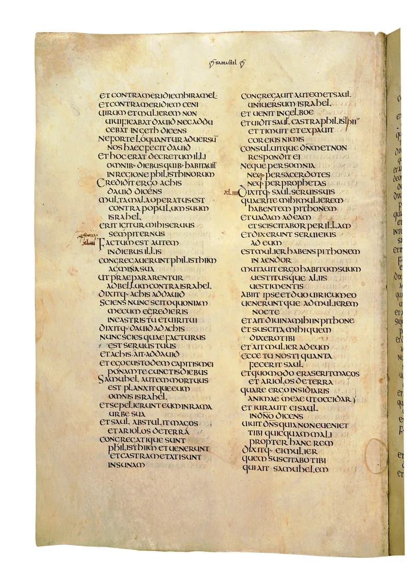 Codex Amiatinus, 2 Kings 3 (canvas 492) by Master of the Codex Amiatinus (Monkwearmouth-Jarrow scriptorium) depicting 2 Kings 3