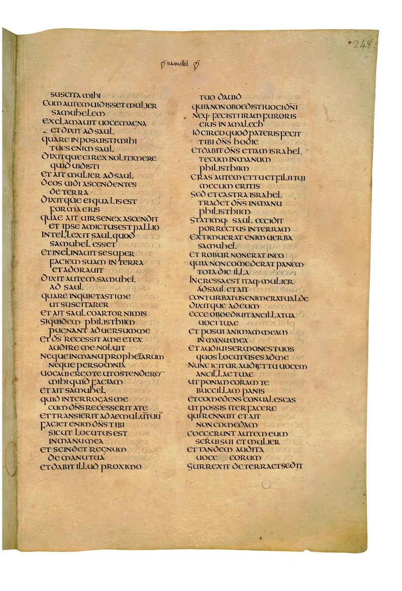 Codex Amiatinus, 2 Kings 4 (canvas 493) by Master of the Codex Amiatinus (Monkwearmouth-Jarrow scriptorium) depicting 2 Kings 4