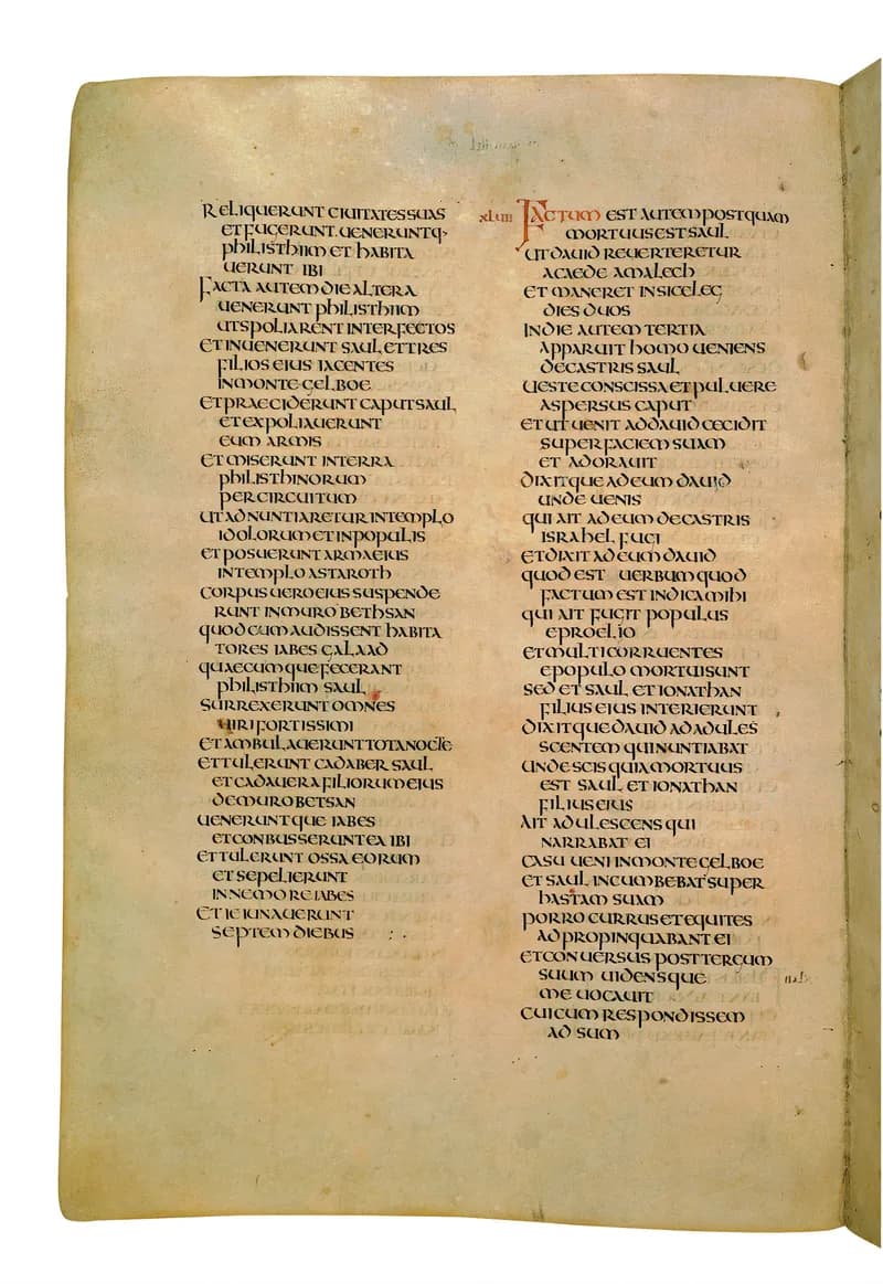 Codex Amiatinus, 2 Kings 7 (canvas 498) by Master of the Codex Amiatinus (Monkwearmouth-Jarrow scriptorium) depicting 2 Kings 7