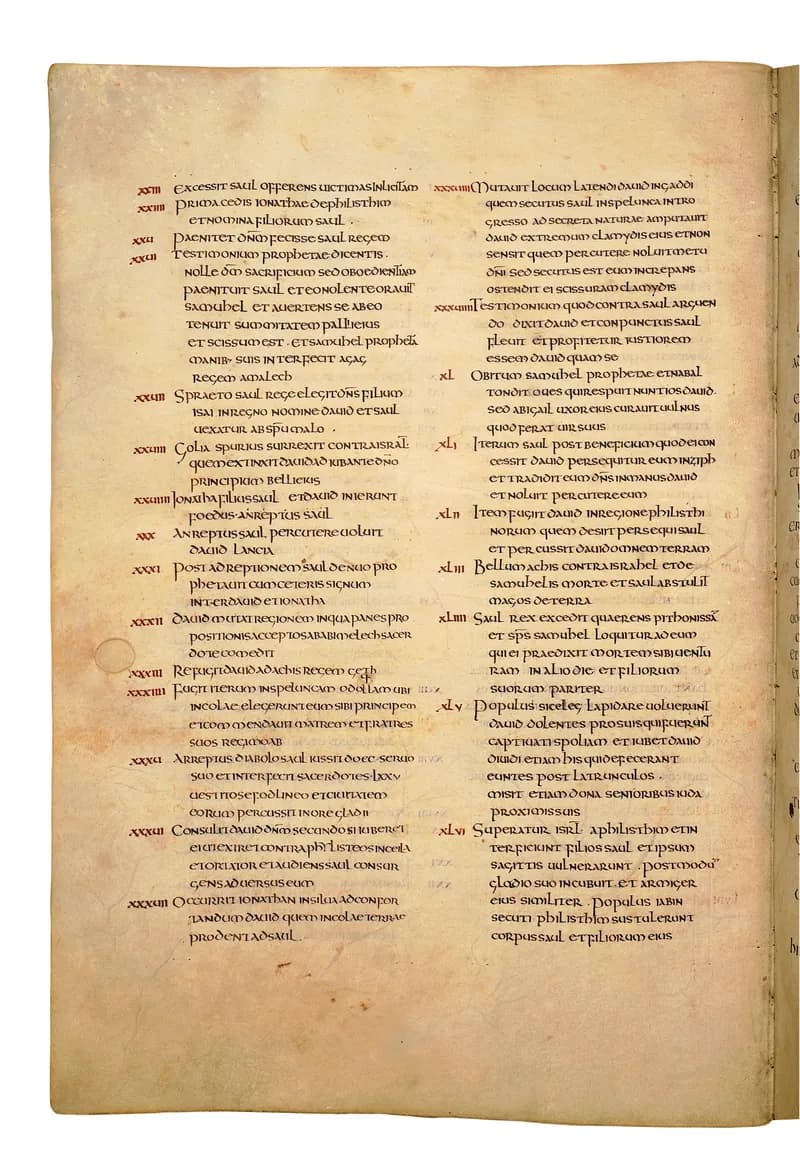 Codex Amiatinus, 2 Samuel 13 (canvas 436) by Master of the Codex Amiatinus (Monkwearmouth-Jarrow scriptorium) depicting 2 Samuel 13